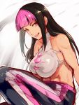  135 1girl abs alternate_costume alternate_hairstyle breasts halter_top halterneck han_juri highres looking_at_viewer multicolored_hair solo street_fighter street_fighter_v two-tone_hair 