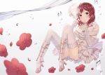  1girl blush elbow_gloves flower gloves looking_at_viewer love_live! love_live!_school_idol_festival nagitoki nishikino_maki redhead short_hair solo thigh-highs tiara underwater violet_eyes white_legwear 