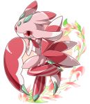  back flower kni-droid leaf lurantis no_humans pokemon pokemon_(creature) pokemon_(game) pokemon_sm red_eyes simple_background white_background 