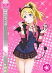  ayase_eli blonde_hair blue_eyes blush character_name dress horns long_hair love_live!_school_idol_festival love_live!_school_idol_project ponytial tail wings 