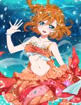  blue_eyes blush kousaka_honoka love_live!_school_idol_project mermaid orange_hair short_hair side_ponytail smile underwater 