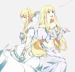  1girl aldnoah.zero amy26 asseylum_vers_allusia bare_shoulders blonde_hair dress feathers green_eyes long_hair midriff 