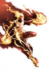  1boy bodysuit boots dc_comics fire firestorm gloves glowing glowing_eyes highres naratani simple_background solo white_background yellow_eyes 