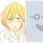  1girl blonde_hair echizen_(tanakeda) mugen_ouka no_image peeking_out pixiv school_uniform short_hair skirt solo tanaka-kun_wa_itsumo_kedaruge vector_trace 