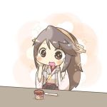  1girl blush drooling food haruna_(kantai_collection) ice_cream inishie kantai_collection solo source_request 