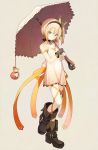  16_ban 1girl blonde_hair blue_eyes boots choker edna_(tales) full_body hair_ribbon hairband leg_ribbon normin_(tales) ribbon short_hair side_ponytail single_glove solo tales_of_(series) tales_of_zestiria umbrella 