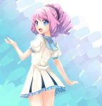  aikatsu_stars! amile blue_eyes blush dress pink_hair ponytail sakuraba_laura short_hair 