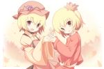  aki_minoriko aki_shizuha blonde_hair hat leaf leaves machily miko_machi multiple_girls siblings sisters touhou 