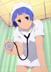  bangs blue_hair blunt_bangs highres kannagi nagi nurse official_art purple_eyes violet_eyes 