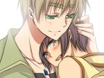  2boys axis_powers_hetalia black_hair blonde_hair blush brown_eyes green_eyes japan_(hetalia) necklace tears united_kingdom_(hetalia) yaoi 