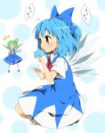  bad_id blue_hair bow cirno daiyousei hair_bow kareha_aki minigirl multiple_girls popsicle tongue touhou wings 