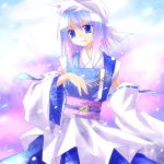  asahina blue_eyes detached_sleeves gradient_hair hat letty_whiterock multicolored_hair mystix snow solo touhou 