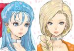  blonde_hair blue_eyes blue_hair braid dragon_quest dragon_quest_v earrings flora jewelry long_hair pon single_braid 