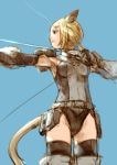  bad_id blonde_hair bow_(weapon) branch_(artist) branch_(blackrabbits) final_fantasy final_fantasy_xi green_eyes mitchra mithra solo tail thigh-highs thighhighs weapon 
