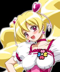  blonde_hair blush choker cure_peach earrings fresh_precure! fresh_pretty_cure! gambler_club jewelry kousaka_jun long_hair magical_girl momozono_love pink_eyes precure pretty_cure solo twintails 