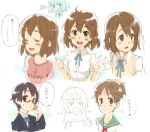  casual chart expressions glasses hair_ornament hairclip hirasawa_ui hirasawa_yui k-on! manabe_nodoka murasawa_hiroshi o_o scarf school_uniform serafuku translated 