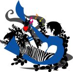  black_hair blue_eyes heart kaito male musical_note open_mouth saihate_(vocaloid) scarf sinorou solo transparent_background vocaloid zebra 