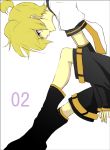  bad_id blonde_hair blue_eyes kagamine_len male necktie nntn short_hair shorts simple_background solo vocaloid 