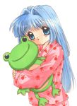  blue_hair doll doll_hug frog hinoue_itaru kanon minase_nayuki pajamas stuffed_animal stuffed_toy 