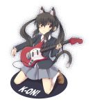  animal_ears black_hair cat_ears enshin fender guitar instrument k-on! long_hair mustang(guitar) nakano_azusa school_uniform solo 
