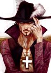  beard facial_hair goatee hat hat_tip lack male manly one_piece ringed_eyes serious 