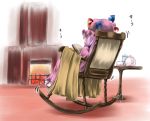  chair fire fireplace hat patchouli_knowledge purple_hair r0g0b0 rocking_chair slippers socks touhou 