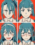  4girls ashigara_(kantai_collection) blush fang haguro_(kantai_collection) hair_ornament hairclip kantai_collection looking_at_viewer multiple_girls myoukou_(kantai_collection) nachi_(kantai_collection) open_mouth short_hair side_ponytail single_tear smile yukataro 