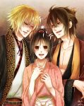  blonde_hair chikage_kazama hakuouki_shinsengumi_kitan okita_souji_(hakuouki) poncho_49 red_eyes yukimura_chizuru 