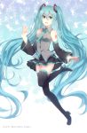  1girl 2016 aqua_eyes aqua_hair boots character_name dated detached_sleeves full_body happy_birthday hatsune_miku highres long_hair necktie open_mouth skirt solo thigh-highs thigh_boots twintails very_long_hair vocaloid yun 