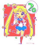  artist_name bishoujo_senshi_sailor_moon blonde_hair blue_eyes blush_stickers boots choker circlet crescent crescent_earrings dated double_bun earrings elbow_gloves full_body gloves hand_on_hip heart jewelry knee_boots miniskirt mog_(456shiro) one_eye_closed open_mouth red_boots ribbon sailor_collar sailor_moon signature skirt smile standing standing_on_one_leg tsukino_usagi twintails v white_gloves 