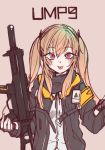  blonde_hair girls_frontline looking_at_viewer mogijabgo red_eyes tongue tongue_out twintails ump9_(girls_frontline) weapon 