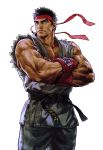  1boy black_hair dougi gloves hachimaki headband manly muscle ryuu_(street_fighter) short_hair solo street_fighter ug_(ugg) 