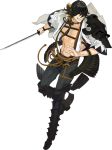  1boy arai_teruko black_hair blonde_hair facial_hair hair_over_one_eye japanese_clothes katana male_focus multicolored_hair nagasone_kotetsu official_art open_clothes open_mouth smile stubble sword touken_ranbu transparent_background two-tone_hair weapon yellow_eyes 