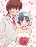  dress flower hanamutsuki heart heart-shaped_pupils ranma_1/2 rose saotome_ranma symbol-shaped_pupils tendou_akane tuxedo wedding_dress 