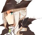  1girl artist_name ascot blonde_hair bloodborne blue_eyes gem hat lady_maria_of_the_astral_clocktower long_hair ponytail solo the_old_hunters 