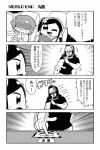  +++ 1boy 2girls 4koma :3 bkub comic emphasis_lines fang greyscale headphones monochrome multiple_girls one_eye_closed one_side_up original sweat translated 