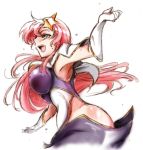  1girl armpits blue_eyes blush breasts commentary_request covered_nipples gloves gundam gundam_seed gundam_seed_destiny hair_ornament highleg large_breasts leotard long_hair meer_campbell open_mouth pink_hair solo star star_hair_ornament suga_leon 