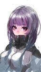  1girl gradient_hair hidden_mouth highres long_hair maido_mido multicolored_hair original purple_hair simple_background sketch solo violet_eyes white_background zipper 