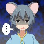  ... 1girl animal_ears black_eyes cato_(monocatienus) commentary gloom_(expression) grey_hair jewelry looking_at_viewer mouse_ears nazrin open_mouth pendant sanpaku shaded_face short_hair solo spoken_ellipsis touhou upper_body 