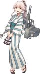  1girl japanese_clothes kantai_collection kimono konishi_(koconatu) long_hair machinery official_art solo transparent_background yukata yura_(kantai_collection) 