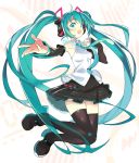  1girl aqua_eyes aqua_hair boots detached_sleeves hatsune_miku headphones highres long_hair looking_at_viewer md5_mismatch necktie open_mouth rassie_s skirt solo thigh-highs thigh_boots twintails very_long_hair vocaloid 