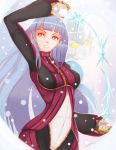  2girls blue_hair bodysuit breasts candy_diamond commentary dejaguar gloves humanoid_robot kula_diamond long_hair medium_breasts multiple_girls red_eyes snowflakes solo_focus the_king_of_fighters the_king_of_fighters_xiv very_long_hair zipper 