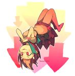  1girl artist_name black_hair directional_arrow highres horns kijin_seija multicolored_hair open_mouth red_eyes solo streaked_hair temmie_chang touhou upside-down white_hair wristband 