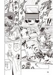  ! !! 1girl 3boys cape cat comic eyepatch gloves greyscale hair_between_eyes highres jin_(mugenjin) mask monochrome multiple_boys original page_number spoken_exclamation_mark superhero sweatdrop translated trench_coat trunk 
