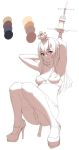  bra commentary_request crown high_heels highres kantai_collection long_hair mini_crown monochrome panties scepter squatting staff thigh-highs touyama_eight underwear warspite_(kantai_collection) 