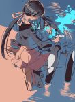  2girls chitose_(kantai_collection) chiyoda_(kantai_collection) corruption kantai_collection limited_palette multiple_girls partially_submerged shinkaisei-kan thigh-highs torn_clothes torn_thighhighs wet yukataro 