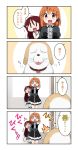  /\/\/\ 0_0 2girls 4koma :d bangs bow braid center_frills collar comic commentary dog dress gothic_lolita hair_ornament hairpin heart_hair_ornament heavy_breathing juliet_sleeves lolita_fashion long_hair long_sleeves love_live! love_live!_sunshine!! miyako_hito multiple_girls open_mouth orange_hair outstretched_hand puffy_sleeves red_eyes redhead sakurauchi_riko shiitake_(love_live!_sunshine!!) side_braid smile takami_chika tongue tongue_out translated trembling whiskers |_| 