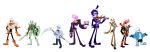  6+boys afro armor atomi-cat black_hair blazer blue_eyes boots bow bowtie brook clenched_hand coat coattails commentary crossover everyone formal gloves green_eyes grim_fandango guitar hand_on_hip hat heart instrument jack_skellington jacket lewis_(mystery_skulls) lineup long_image looking_at_viewer loose_socks male_focus manolo_sanchez manuel_calavera medievil multiple_boys music mystery_skulls necktie one_eye_closed one_piece orange_eyes papyrus_(undertale) parody pink_eyes pink_hair pinstripe_suit playing_instrument ponytail popped_collar purple_hair red_eyes sans scarf scythe shield shorts shrug simple_background single_eye sir_daniel_fortesque skeleton slippers socks standing striped style_parody suit sword the_book_of_life the_nightmare_before_christmas top_hat undertale uneven_eyes violet_eyes violin weapon white_background wide_image 