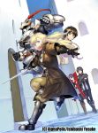  2boys 2girls alucia_(spirit_migration) armor artist_name black_hair blonde_hair brown_hair full_armor hair_ornament hairclip ikai_no_majutsushi ishibashi_yosuke kou_(spirit_migration) long_hair multiple_boys multiple_girls official_art purple_hair short_hair spirit_migration sword tagami_yuusuke tsuzuki_sakuya weapon world_customize_creator 