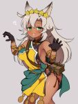  1girl animal_ears blush breasts cat_ears dark_skin gloves granblue_fantasy green_eyes haniwagi_(hal) heart long_hair looking_at_viewer nemone open_mouth simple_background smile solo 